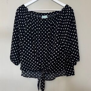 Veronica M Black and White Polka Dot Blouse